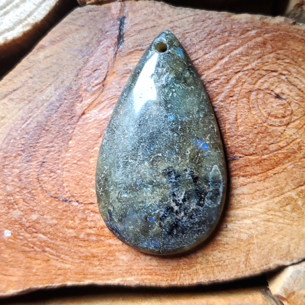 New Natural Labradorite Teardrop Pendant.